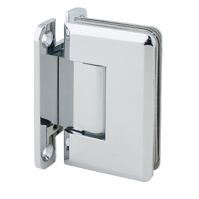 Heavy Duty Bevelled Corner Shower Hinge, H Type Full Back Plate In Chrome Finish