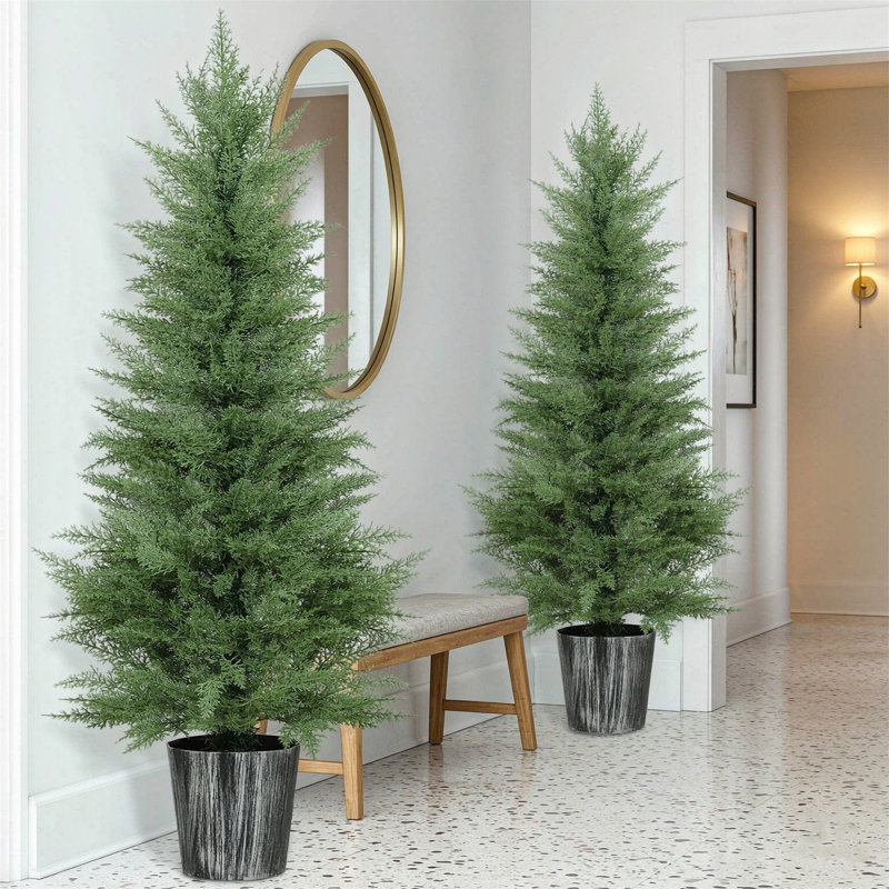 Faux Cypress Tree Plant, 135cm H x 50cm W x 50cm D