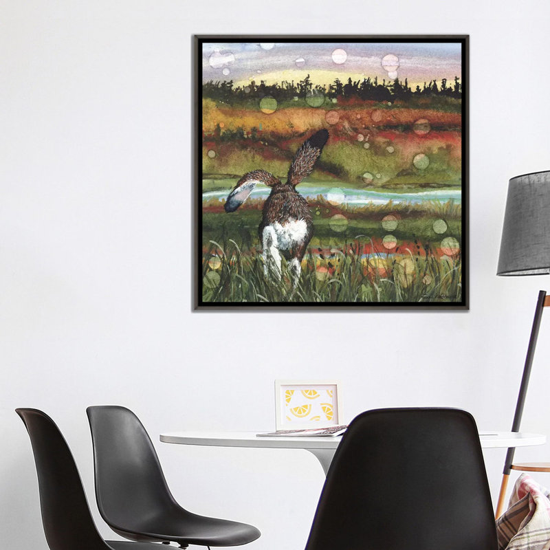 "Lolloping" par Maggie Vandewalle-reproduction d’art, Toile encadrée de bois rustique foncé, H 37 po x l 37 po x P 1,5 po