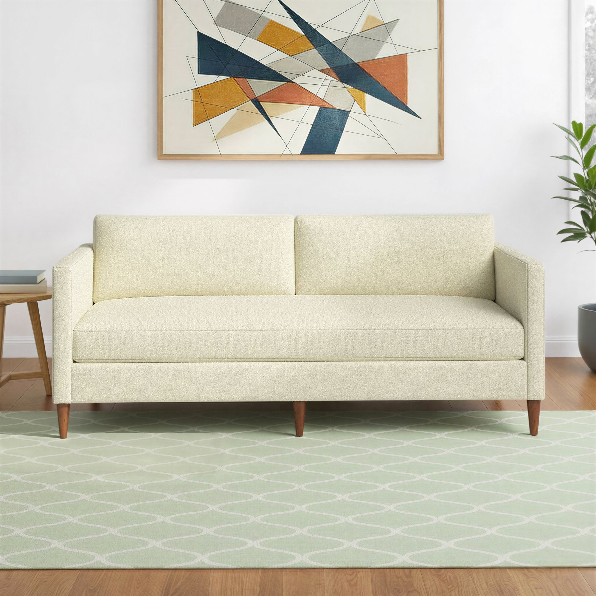 Clifford 87" Upholstered Custom Bench-Seat Sofa, Davis Pearl Performance Bouclé