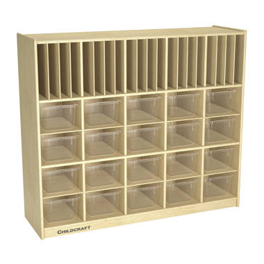 Luxor Modular Classroom Storage Cabinet - 4 Stacked Modules with 12 Large Bins