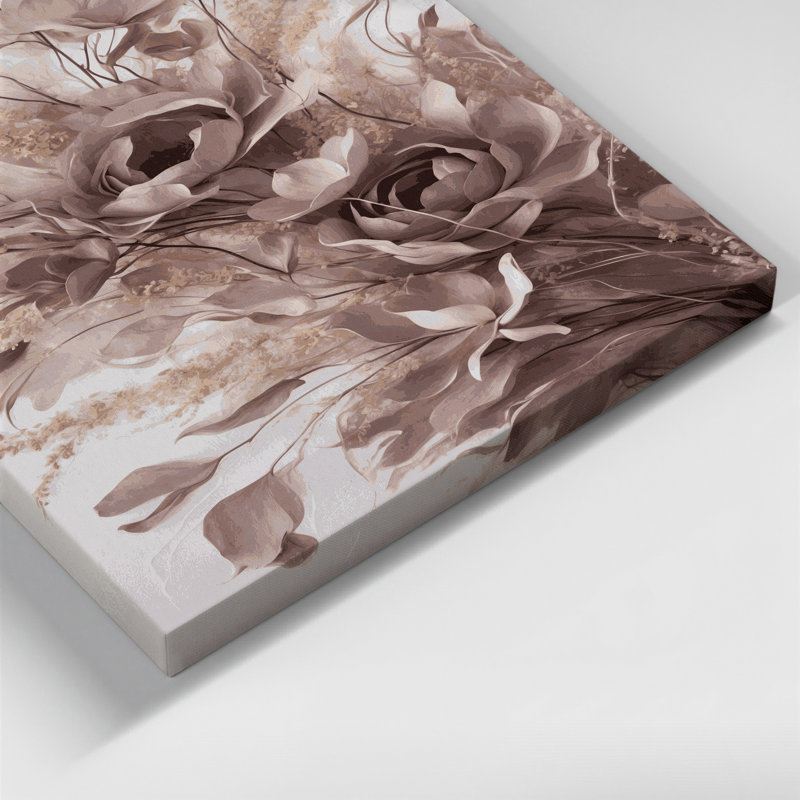 Abstrait floral 36, art mural sur toile grise, H 10 po x l 8 po