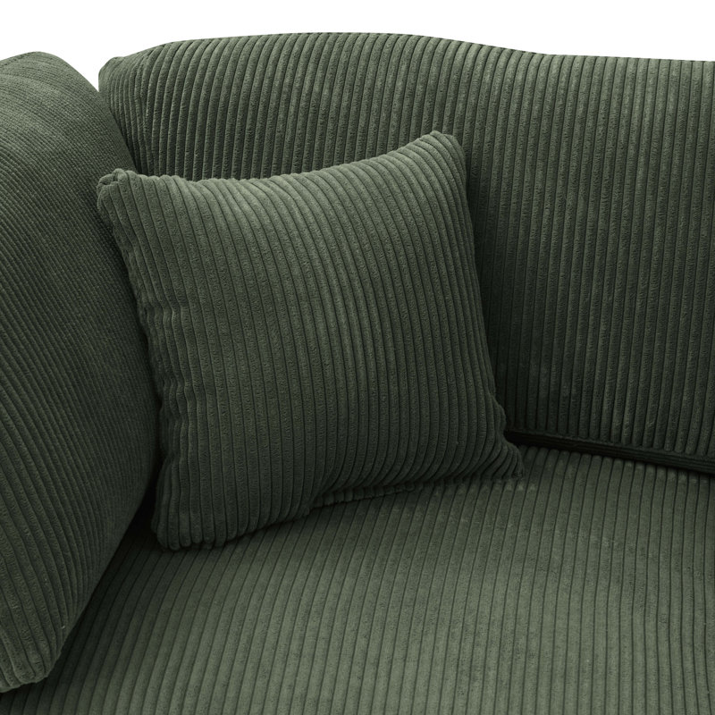 Middale Modular Sectional, Dark Green Corduroy