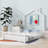 Metal House Platform Bed With Guardrail And Chimney-959332686