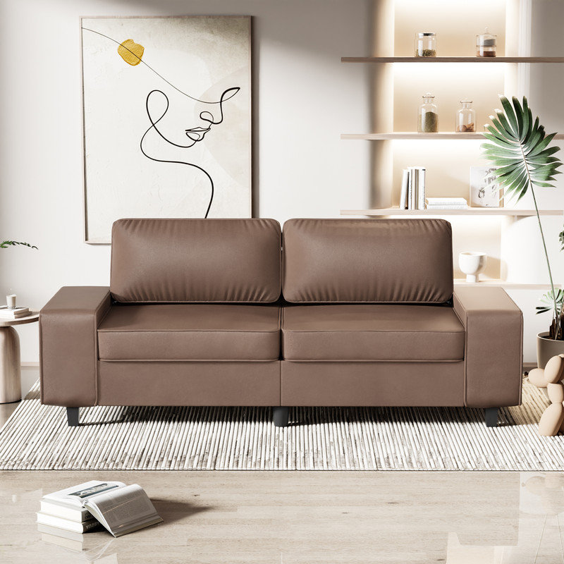 Canapé rembourré avec rangement, 3, Mélange de polyester brun  