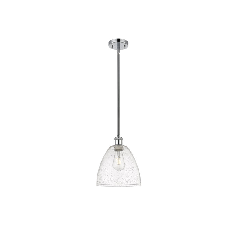 Luminaire suspendu en forme de globe à 1 lumière Angeliz, Ampoule non incluse, H 44,25 po x l 9 po x P 9 po, Chrome poli