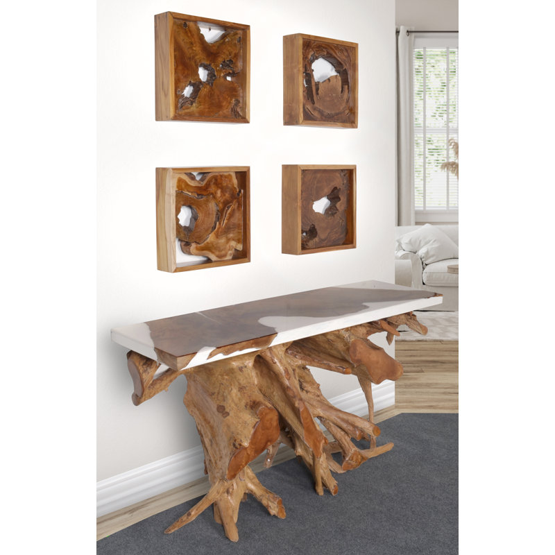 Console Artistic, Blanc / Naturel, H 31,75 po x l 60 po x P 17 po
