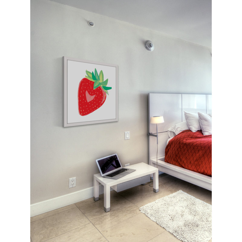 « fraisiers » par molly rosner, reproduction d’art encadrée, H 32 po x l 32 po
