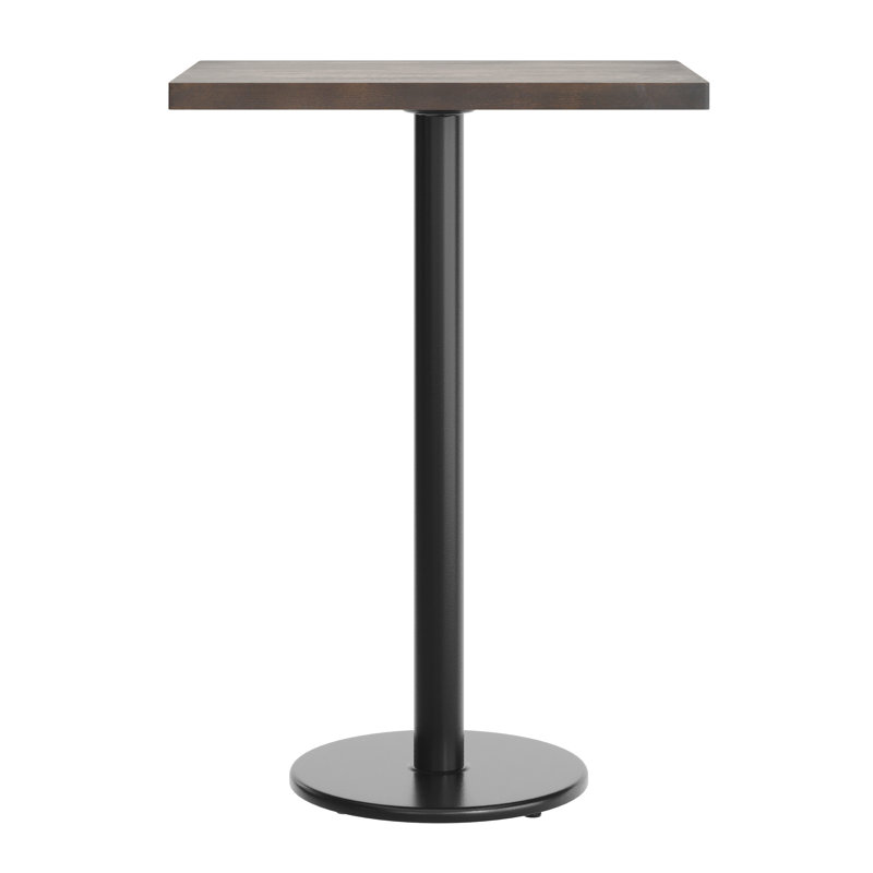 Plateau de table commercial en bois massif de L 30 po x l 24 po avec base de bar d'une hauteur de 18 po, Bois brun foncé