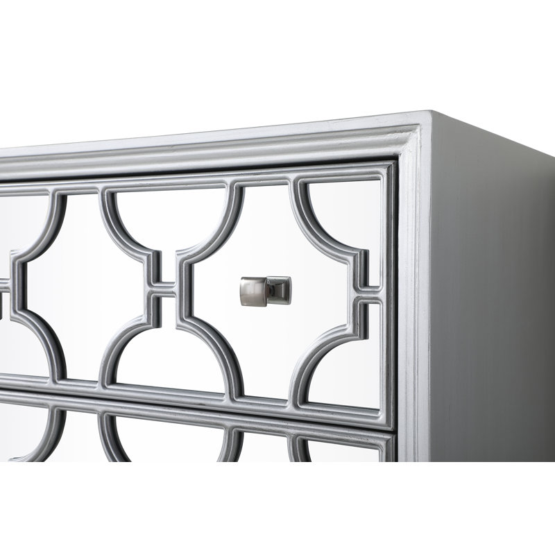 Commode double 6 tiroirs l 64 po Billwise, Argent argent