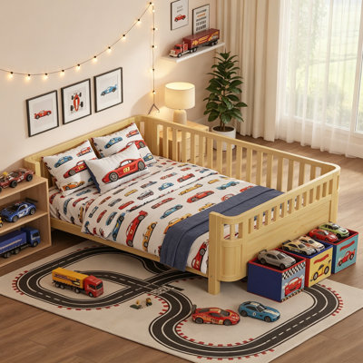 Full-size Low Profile Platform Bed With Clean Finish, Perfectly Designed For Kids’ Bedrooms And Suitable For Both Girls And Boys.