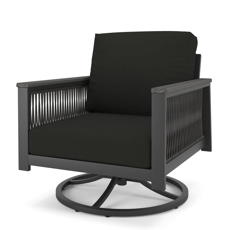 Chaise berçante d'extérieur avec coussin Sunbrella Townsend, Toile Sunbrella® noir