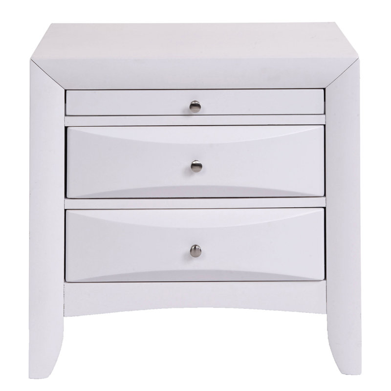 Nightstand With 2 Drawers, White