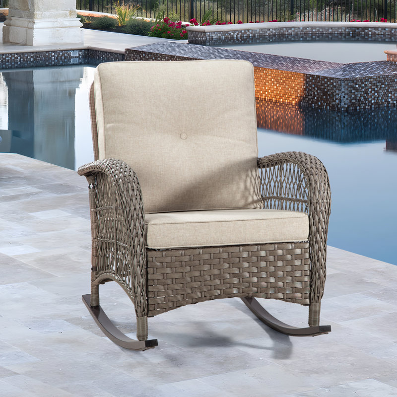 Mevlude Wicker Outdoor Lounge Chair, Beige