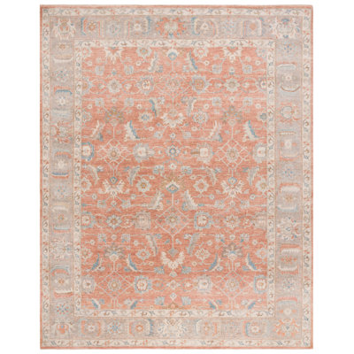 Oushak Hand Knotted Wool/Cotton Oriental Rug in Orange/Beige