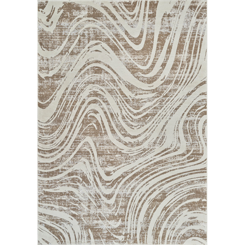 Rug Branch Nagisa 5' x 8' (5'3" x 7'7") Beige/Brown Abstract Indoor Area Rug, Modern, Medium Pile, Stain-Resistant Carpet - Living Room, Bedroom, Dining Room, and Kitchen