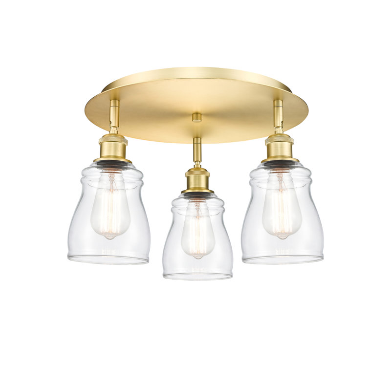 Bernaldino Glass Flush Mount, Clear, Satin Gold