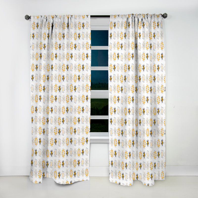 Rideau simple occultant rétro motif floral rétro Mid-Century, L 52 po x L 63 po