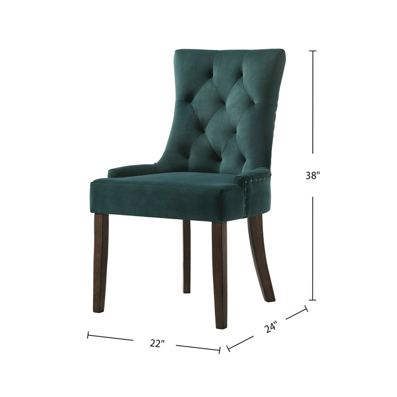 2 chaises de salle à manger en velours pour la chambre, 2, coussins rembourrés, système de support sinueux, 40 rembourrage en mousse, profondeur de 22 pouces