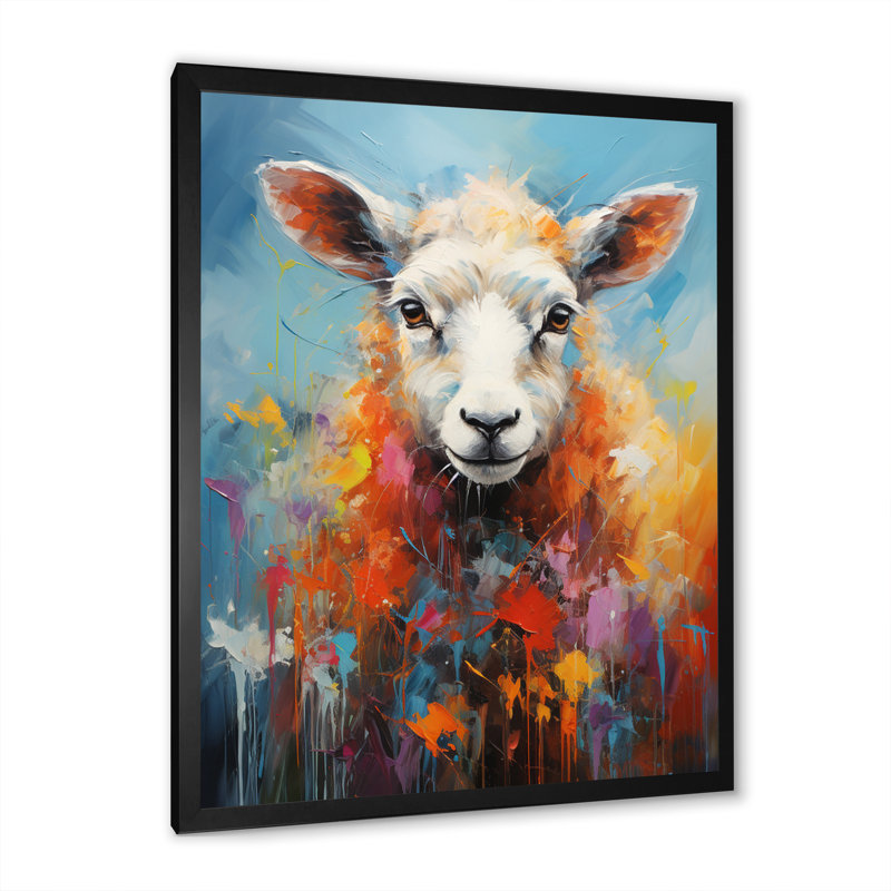 «Colorful Popart Sheep Ewes», reproduction sur toile, H 40 po x l 30 po x P 1,5 po, Cadre photo noir