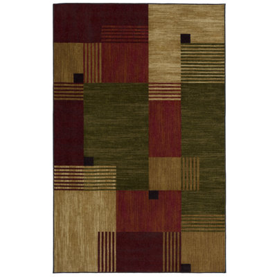 Beunka Alliance Low Pile Stain/Fade Resistant Geometric Durable Non-Slip Indoor Area Rug, Multicolor