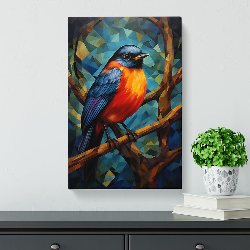 Robin Bird Orphism - Print, 76cm H x 50cm W x 3cm D