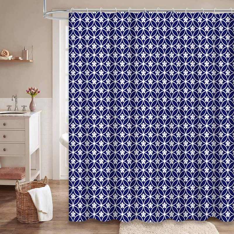 Rideau de douche bleu avec 12 crochets, L 72 po x l 78 po