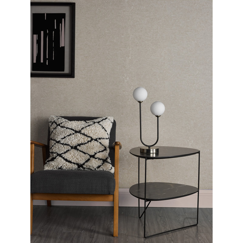 Duo 2 Light Table Lamp Antique Brass and Opal Glass