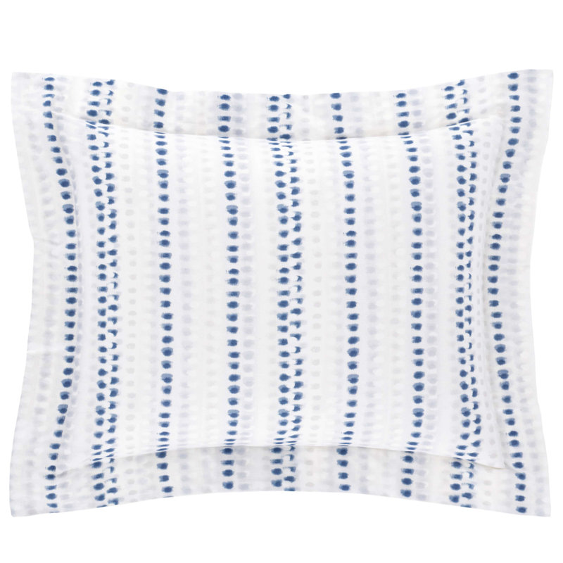 Blue and White Cotton Polka Dot Standard Sham