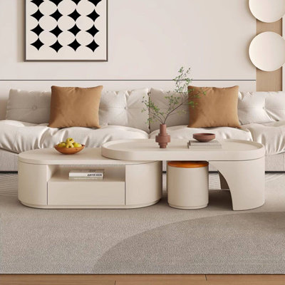 Table basse rétractable de style crème