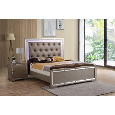 Alana G6800A-KB King Bed (  3 Boxes) , Silver Champagne