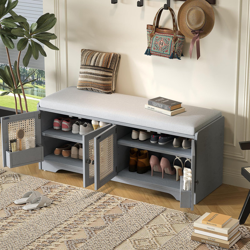 Banc de rangement Rustic, Gris délavé