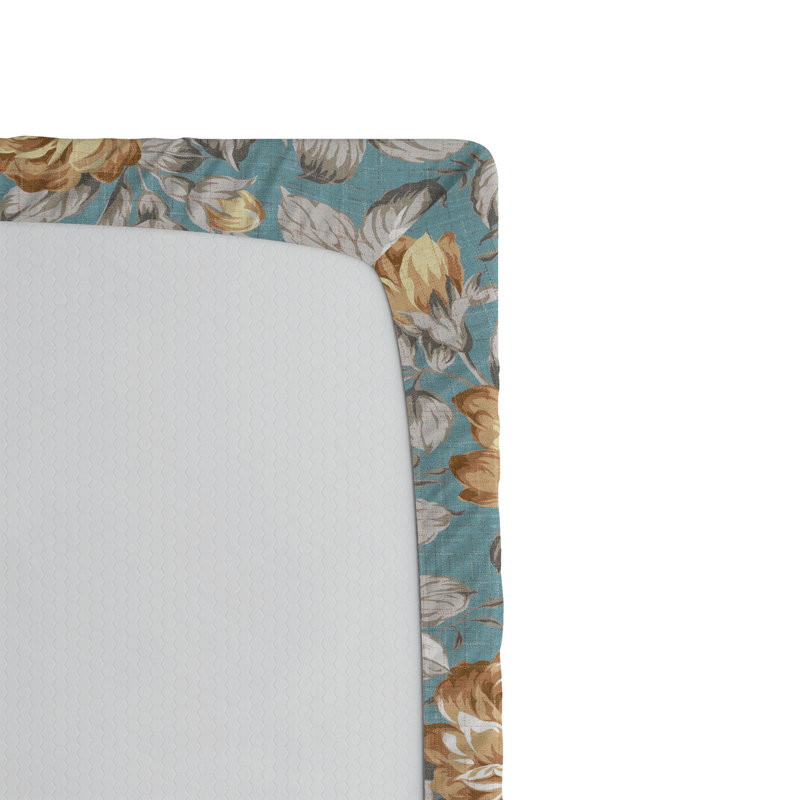 Drap-housse à motif floral Ambesonne, Drap-housse de taille simple, Gris pâle / motif floral jaune pastel