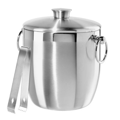 Stainless Steel Ice Bucket W/ Tongs (2.8 Lt, 3 Qt)