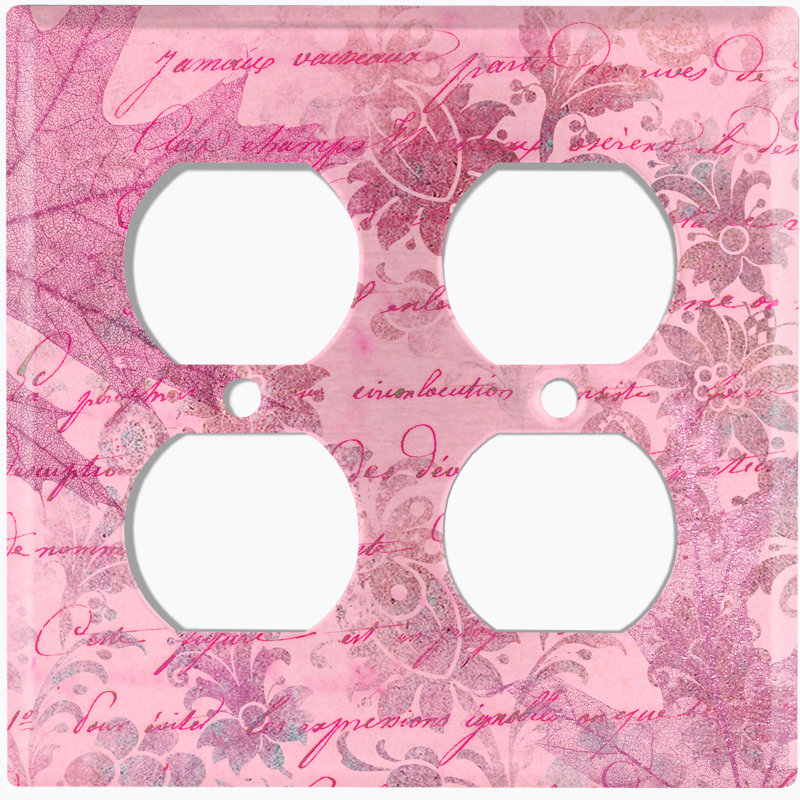 Plaque murale 2 prises doubles, Rose
