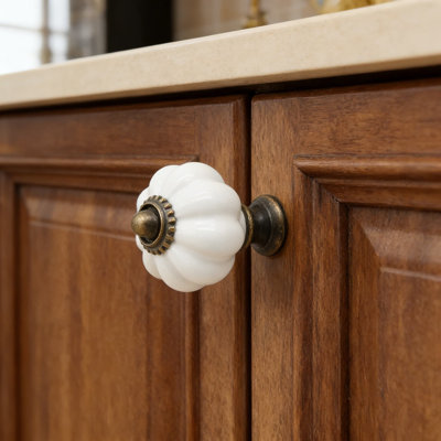 Vintage Ceramic Cabinet Knobs And Drawer Pulls, 12-Piece Set With Mounting Screws For Furniture And Cabinets