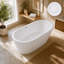Baignoire de trempage autoportante ovale cannelée 67 po 67 po avec bordure blanc mat-134417197-134417199