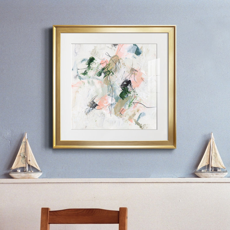 Toile encadrée approchant le printemps I-Premium - prête à être accrochée, Papier avec cadre doré, Blanc
