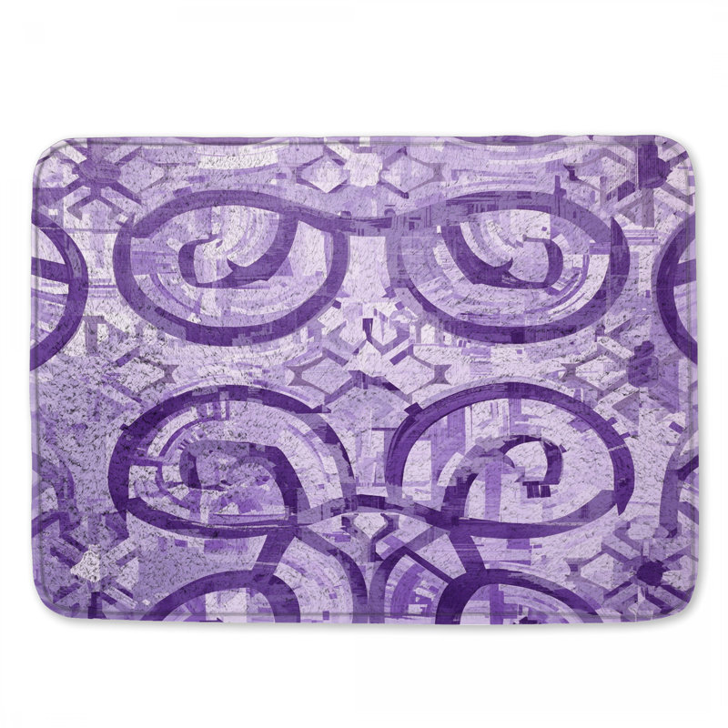 Tapis de bain mauve à motif géométrique, L 34 po x L 21 po