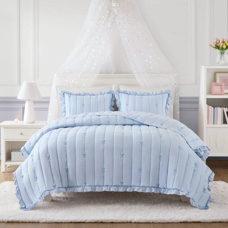 Ensemble de courtepointe réversible Liv, Bleu, Courtepointe double