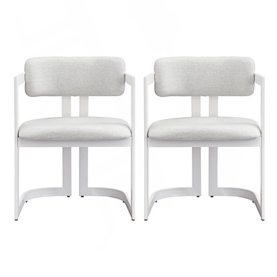 Set Of 2 Upholstered Dining Chairs, Armchairs With Metal Frame