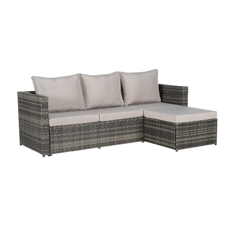 6 Piece All-Weather Wicker Patio Furniture Set With Modular Sectional Sofa, Glass Table, And Comfortable Cushions For Outdoor Living