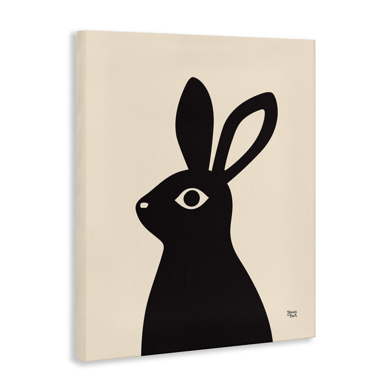 "Lapin noir sur toile" par Jessica Beck, H 20 po x l 16 po