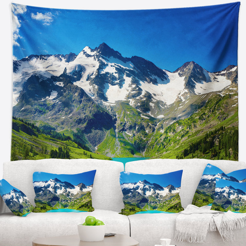 Photographie green mountain lake tapestry, H 32 po x l 39 po
