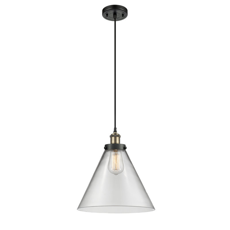 Gendron 1 - Light Single Pendant, Black Antique Brass, Clear, No Bulb Included