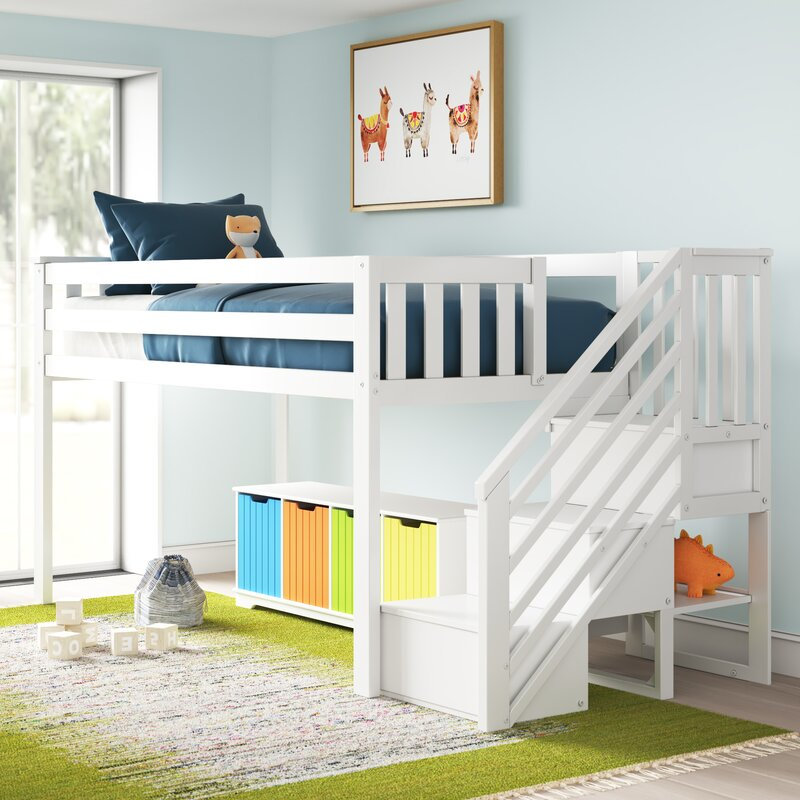 Lit mezzanine simple pour enfant Janetzy, Blanc