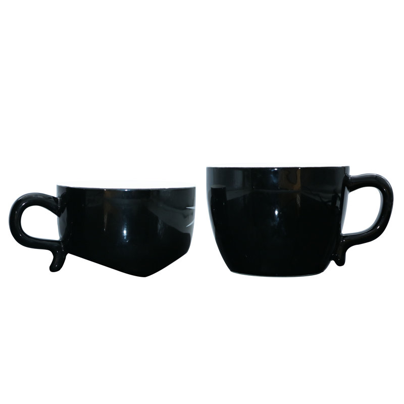 Sleek Minimalist Black Ceramic Stackable Mug - Large 450ml Capacity, Microwave & Dishwasher Safe For Coffee/tea - Modern Home & Office Drinkware