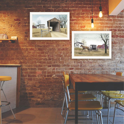 2, art mural pour la maison: impression d'un pont sur le marché, impression encadrée de salon et de chambre à coucher: impression dans un cadre blanc et décoration