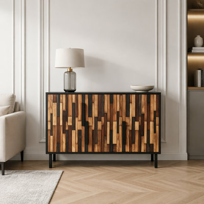 47.24" Sideboard With Straight Wood Pattern, Modern Accent Cabinet