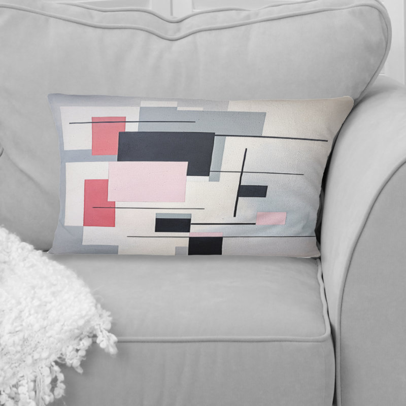 Coussin décoratif à imprimé géométrique rose